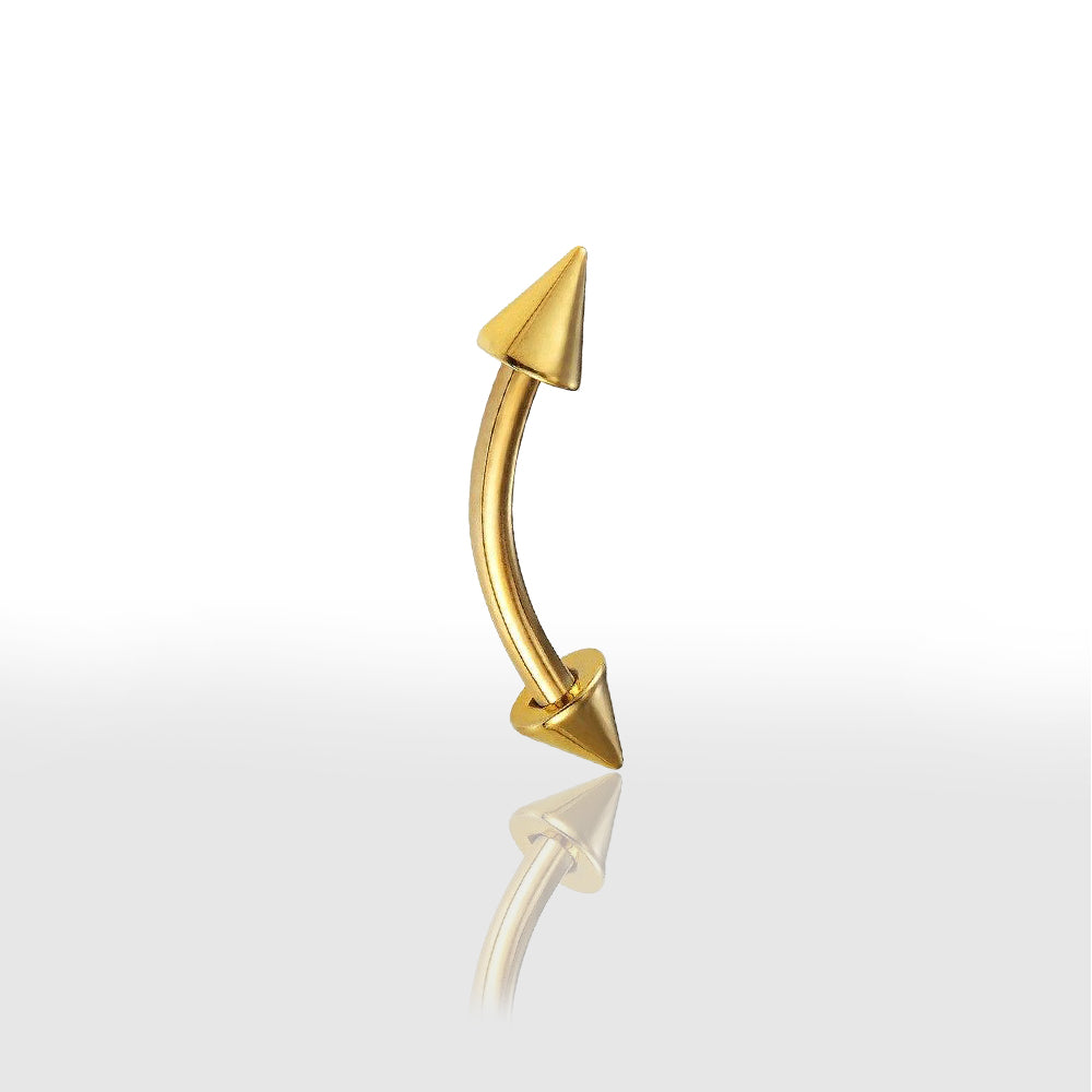 Piercing Arcade Sourcil Plumé Flèche - Acier 316L Doré Et Bleu - Tige 1.2x8mm - Vendue à L'Unité