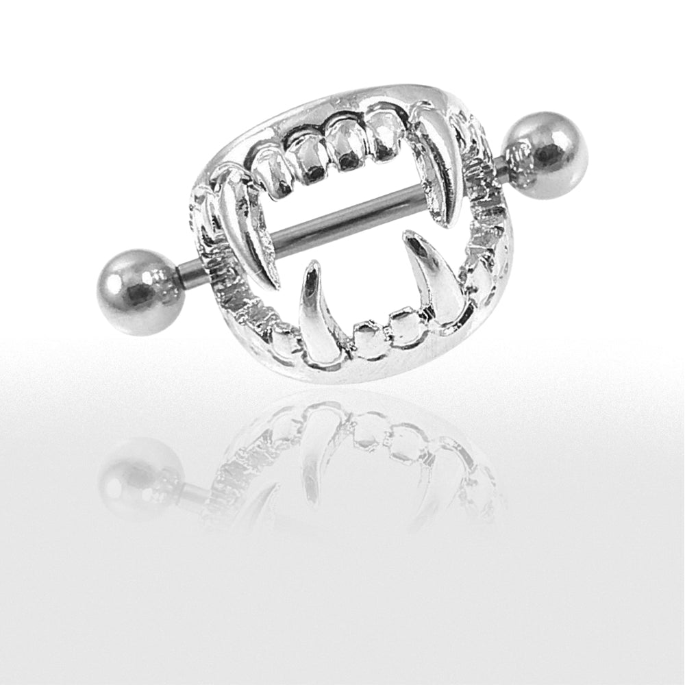 Piercing Mamelon Dent De Vampire Gothique - Acier Chirurgical 316L - Bouclier Sein 3D
