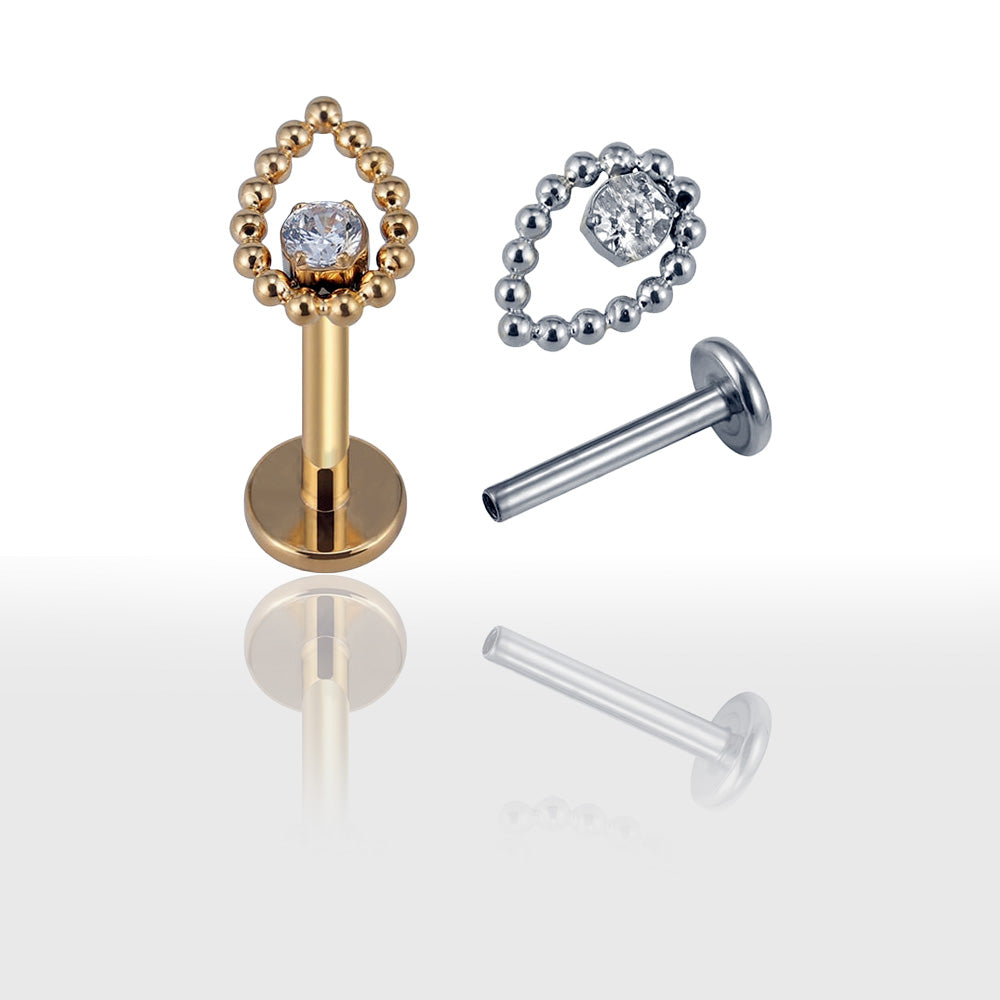 Chriscoco Piercing Tragus Labret Titane G23 - Lot 4 Paires Argent/Or 18G/20G Avec Zircons 1.5/2/2.5/3mm Pour Oreille, Nez, Lèvre